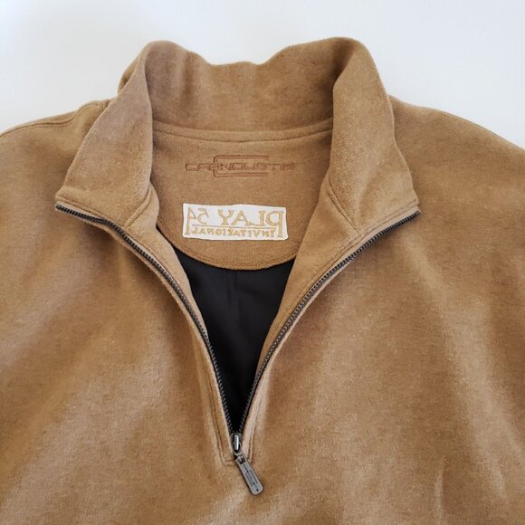 Carnoustie Golf Sweater Vest 1/4 Zip Brown L Pullover Play 54 Invitational LIV - Picture 9 of 10
